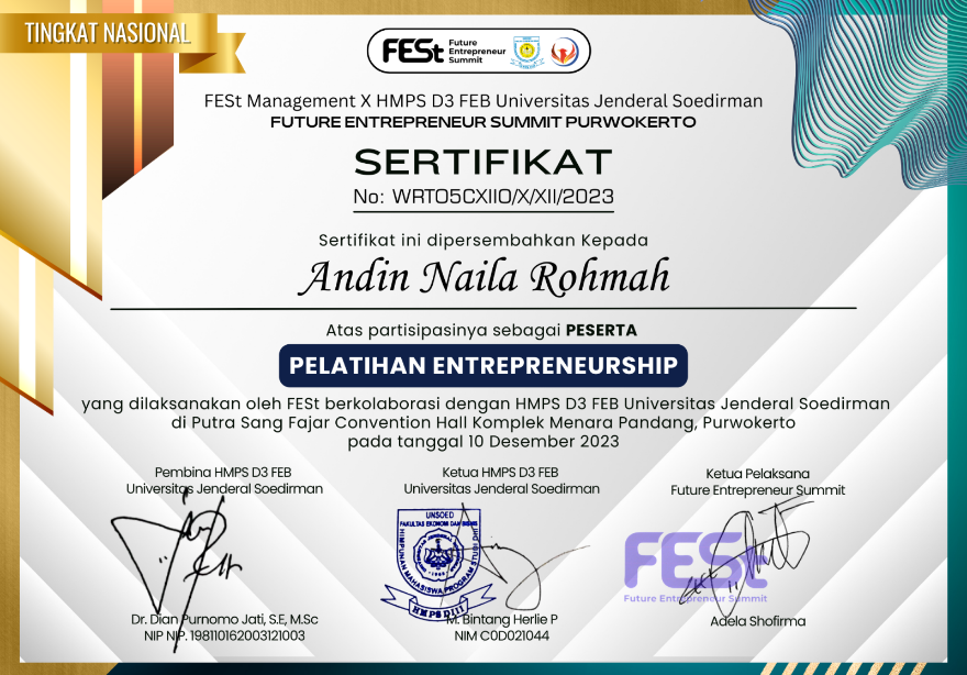 enterpreneur Certificate